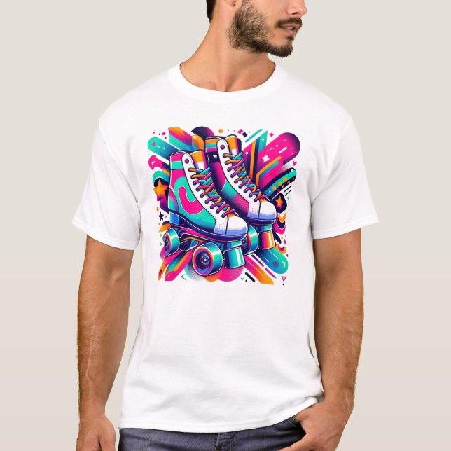 Camiseta Skates do cilindro 90s retrorreflectores - Design  (Frente)