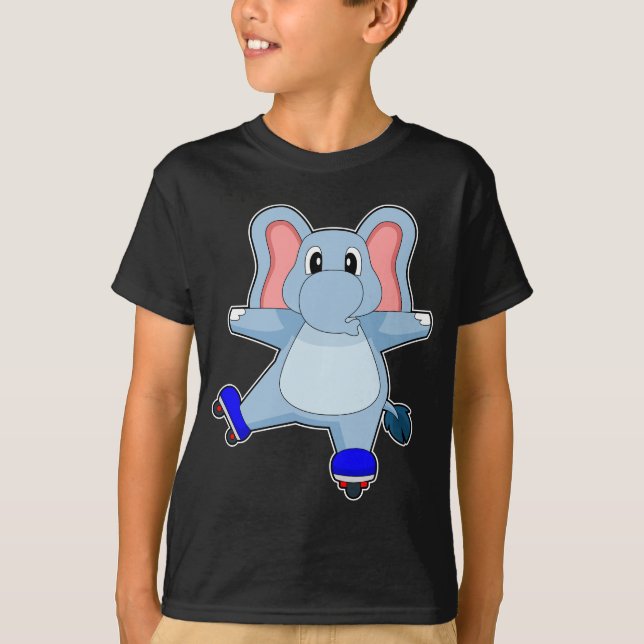 Camiseta Skates do cilindro de patinação em linha elefante (Frente)