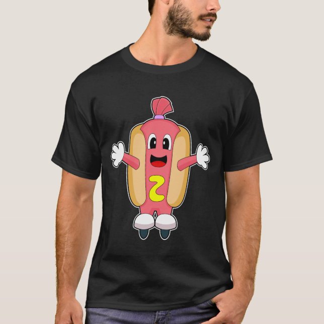 Camiseta Skates do cilindro de skate em linha do Hotdog (Frente)