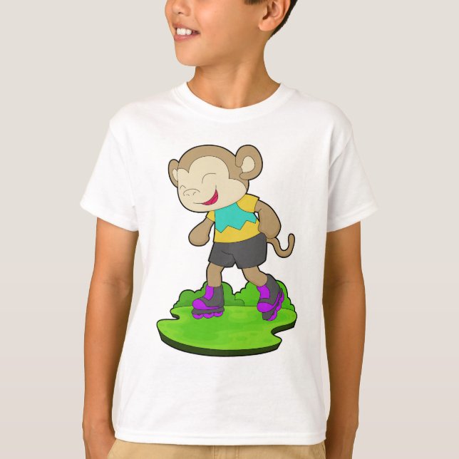 Camiseta Skates em linha com macacos (Frente)
