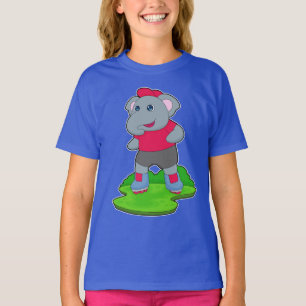 Camiseta Skates em linha de patinação em linha de elefante