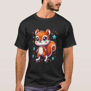 Camiseta Skates Roller de Esquilo Menina Corta Rolante de A