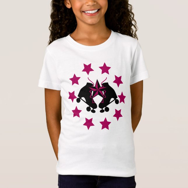 Camiseta Skates rolo em rosa e preto (Frente)