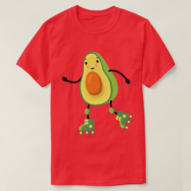 Camiseta Skating Avocado Rollerskates Guac Guacamole (Frente do Design)