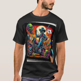 Camiseta Skeletal Knight on Bike in Zombie Apocalypse