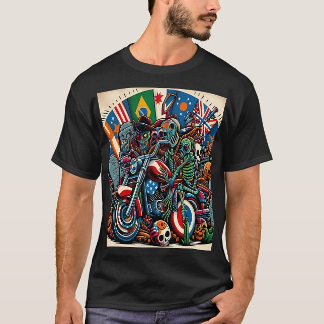 Camiseta Skeletal Riders on an International Journey (Frente)