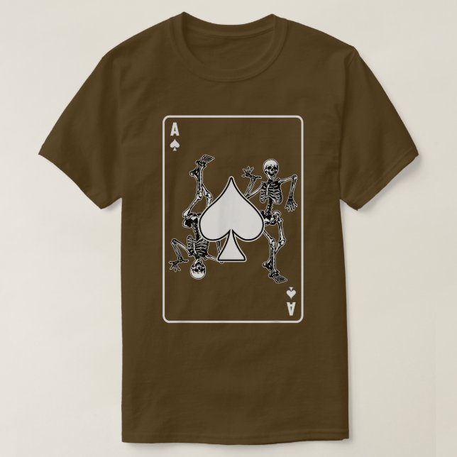 Camiseta Skeleton Ace Of Spade Playing Card Fumar Halloween (Frente do Design)