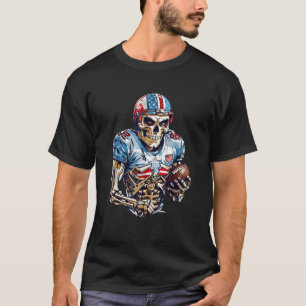 Camiseta Skeleton American Football Player Halloween Graphi