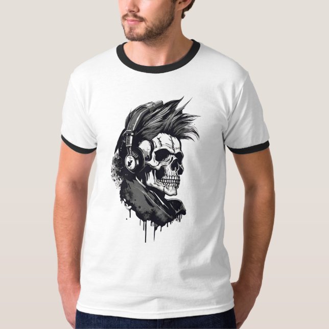 Camiseta Skeleton and skull.skelett und totenkopf t-shirt  (Frente)