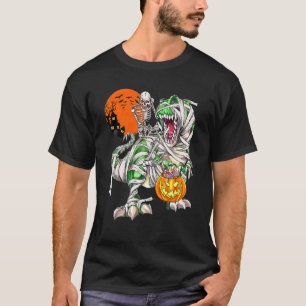 Camiseta Skeleton Andando Dinossauro Rex Assustador Lua de 