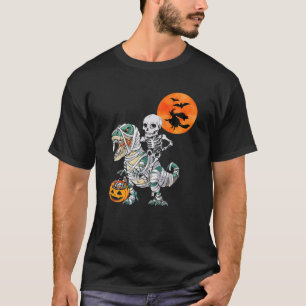 Camiseta Skeleton Andando Rex Dinossauro Mummy, Pumpkin Hal