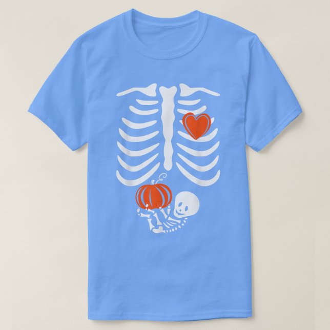 Camiseta Skeleton Baby Grávida Xray Rib Cage Halloween Cos (Frente do Design)