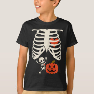 Camiseta Skeleton Baby Halloween Casais de gravidez