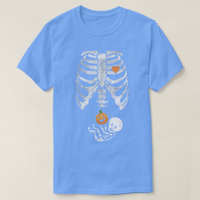 Camiseta Skeleton Baby Pregnant Xray Rib Cage for Fall Hall (Frente do Design)