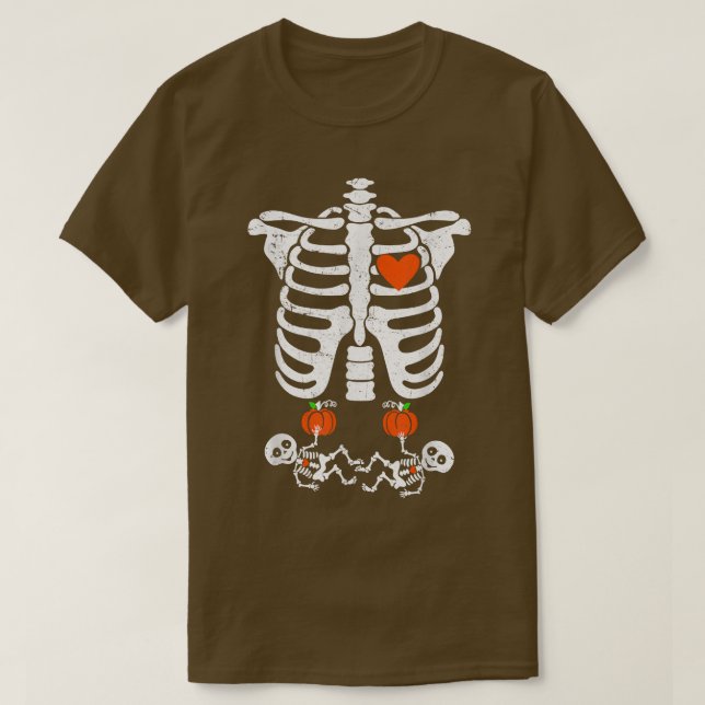 Camiseta Skeleton Baby Pregnant Xray Rib Cage for Fall Hall (Frente do Design)