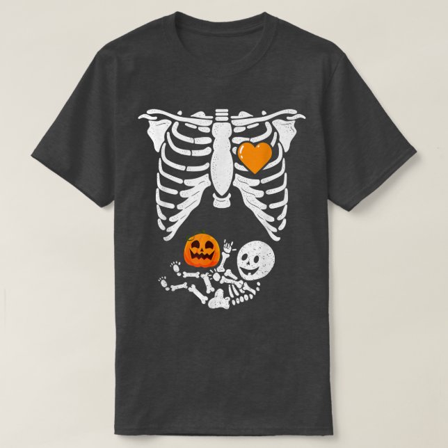 Camiseta Skeleton Baby Pregnant Xray Rib Cage for Fall Hall (Frente do Design)