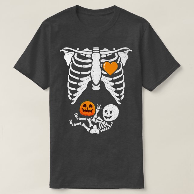 Camiseta Skeleton Baby Pregnant Xray Rib Cage for Fall Hall (Frente do Design)