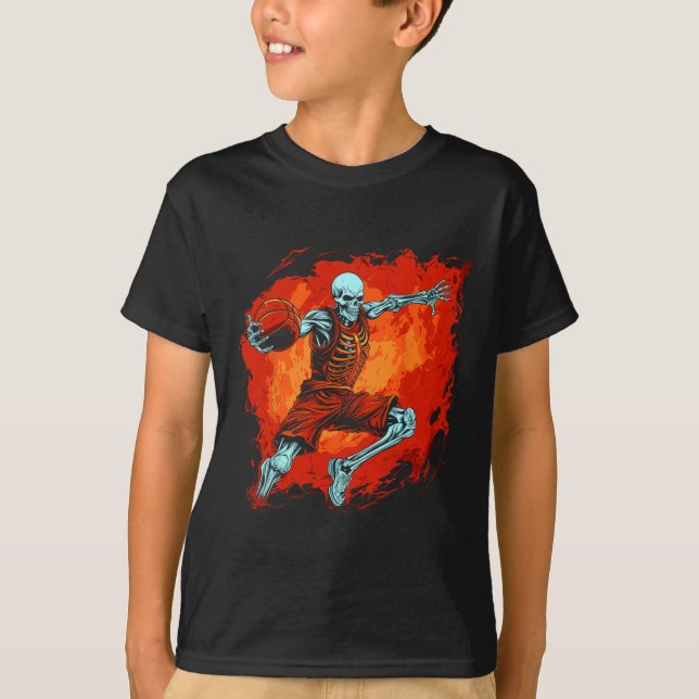 Camiseta Skeleton Basball Player Spooky Halloween (Frente)