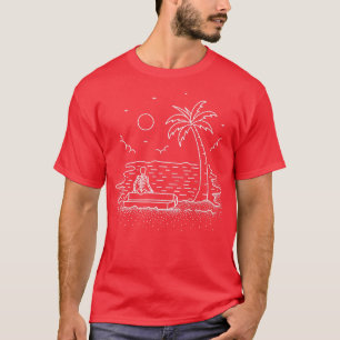 Camiseta Skeleton Beach Chill Summer Line Art