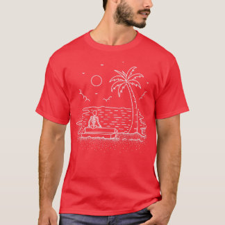 Camiseta Skeleton Beach Chill Summer Line Art 