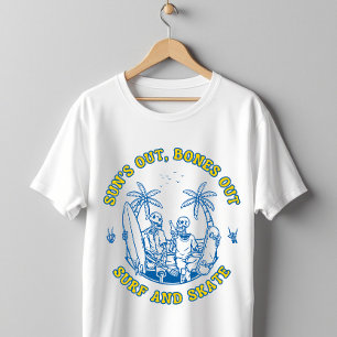 Camiseta Skeleton Beach Vibes Surf e Skate de Verão