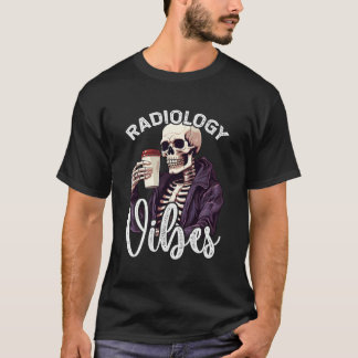 Camiseta Skeleton Bebendo Café Radiologia Vibes Xray Tech