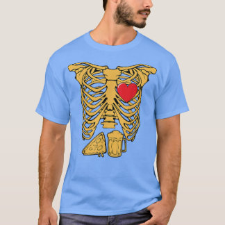 Camiseta Skeleton Beer Pizza Lover Engraçado Gravidez Casal
