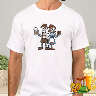 Camiseta Skeleton Beer Pretzel Funny Oktoberfest Alemão