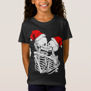 Camiseta Skeleton beijando Natal Pajama Legal Ossos do Crân