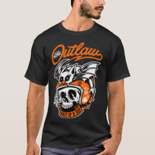 Camiseta Skeleton Biker Bone Outlaw Motocicletas T-Shirt