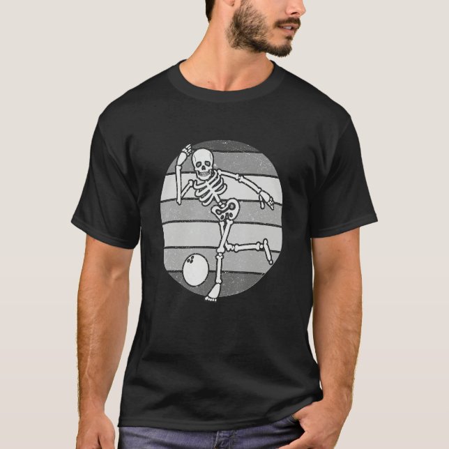 Camiseta Skeleton Bowling Retro Bowler Gifts Funny Bowling  (Frente)