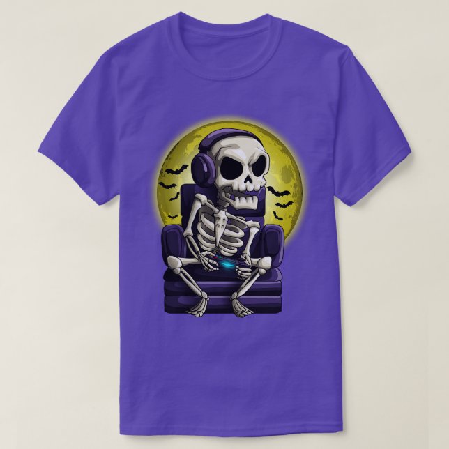 Camiseta Skeleton Boy Dia de as Bruxas engraçado Skeleton f (Frente do Design)