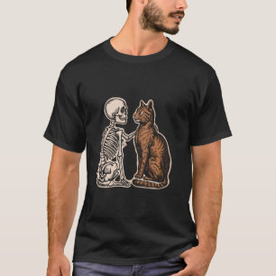 Camiseta Skeleton Cat Amizade Halloween Gato Skelover