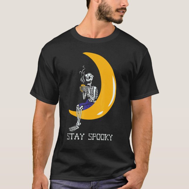 Camiseta Skeleton Coffee Halloween Pumpkin Latte Drink Pump (Frente)