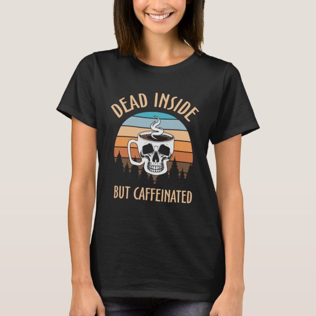 Camiseta Skeleton Coffee Inside Retro Graphic Plus Size  Co (Frente)