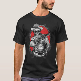 Camiseta Skeleton Cowboy Gunslinger Outlaw Wild West Shir