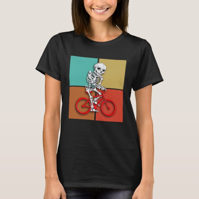 Camiseta Skeleton Cycling  Halloween Biker Cyclist (Frente)