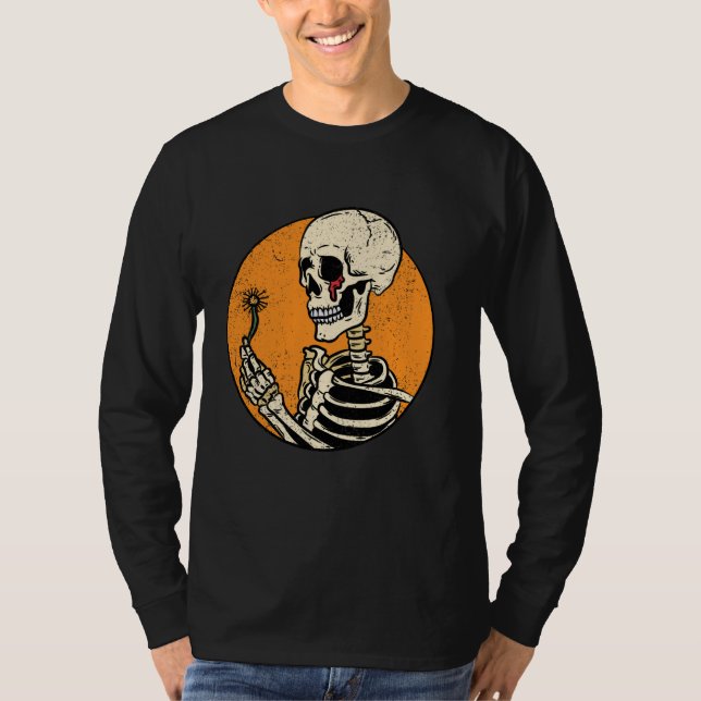 Camiseta Skeleton Dandelion Halloween Bones Loucos Skulo Ir (Frente)