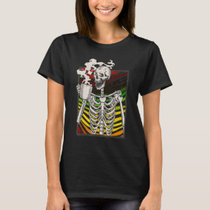 Camiseta Skeleton de café quente Bebendo de esqueleto Café 