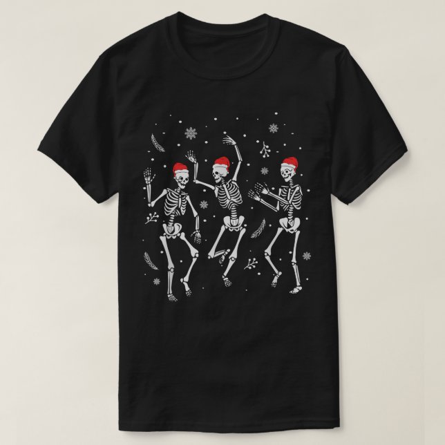 Camiseta Skeleton de dança Natal 2021 Spooky Engraçado Chri (Frente do Design)