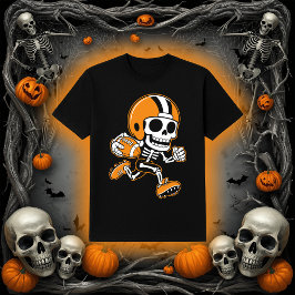 Camiseta Skeleton de futebol | Correndo para trás no Hallow