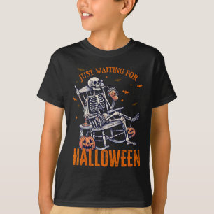Camiseta Skeleton Design de Natal Apenas Esperando Por Hall