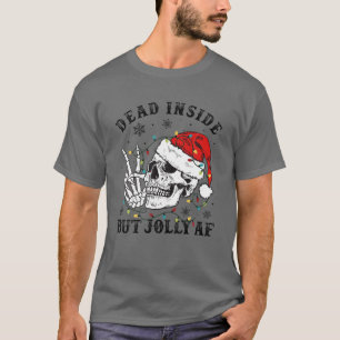Camiseta Skeleton Diga Oi Com O Dentro Do Morto Santa Hat M