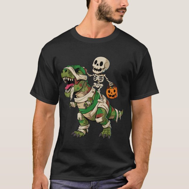 Camiseta Skeleton Dinosaur T Rex Boys Crianças (Frente)