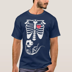 Camiseta Skeleton Dinossauro Cardíaco Grávida XRay Engraçad
