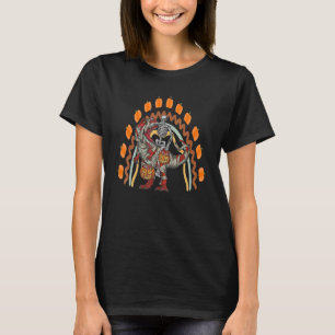 Camiseta Skeleton dirigindo múmia dinossauro rex halloween