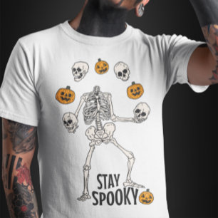 Camiseta Skeleton dirigindo seu crânio e abóbora no Hallowe