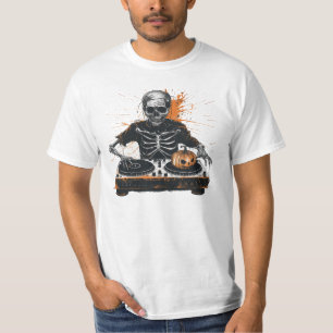Camiseta Skeleton DJ Halloween Party T-Shirt - Rave Spooky