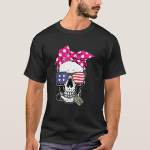 Camiseta Skeleton do Dia Veterano de Bandeira Americana