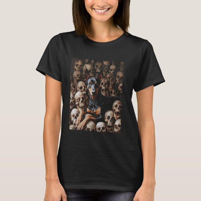 Camiseta Skeleton Doberman Pinscher Black (Frente)